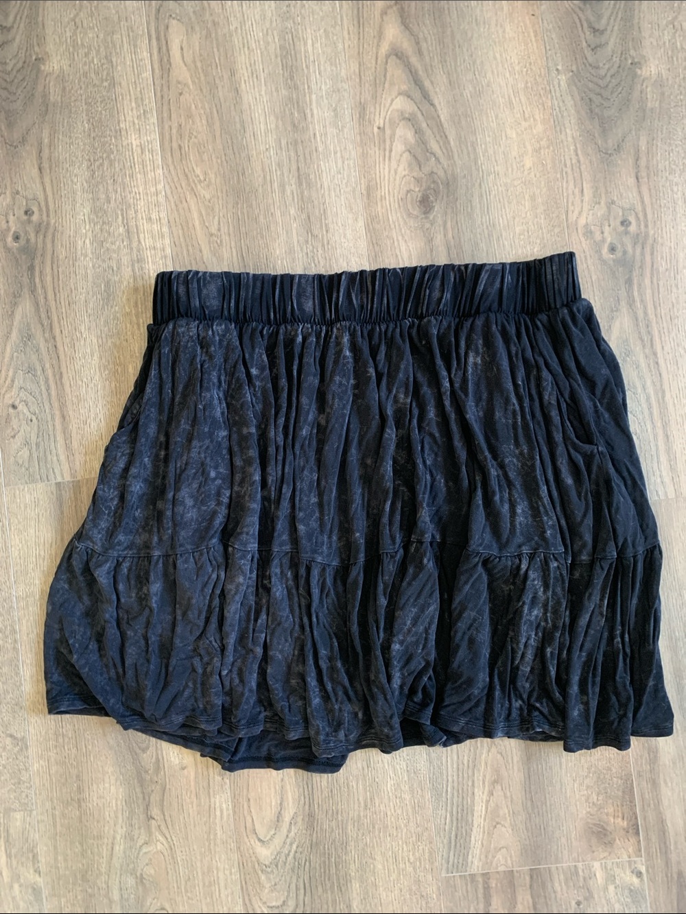 Torrid Black Grunge Crinkled Tiered Mini Skirt